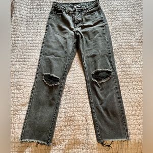 Princess Polly distressed black jeans-High rise, btn fly and straight leg sz 8